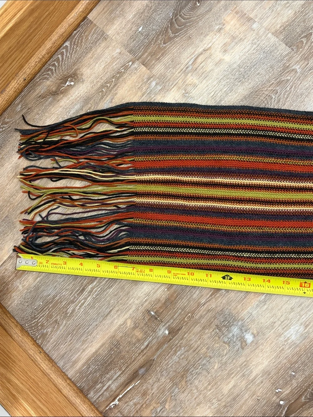 Knit Multicolor Scarf with Fringe Earth Tones Fall Winter Unisex